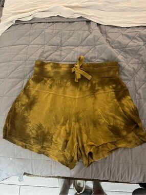 JoyLab Olive Mustard High-Waist Tie-Front Shorts